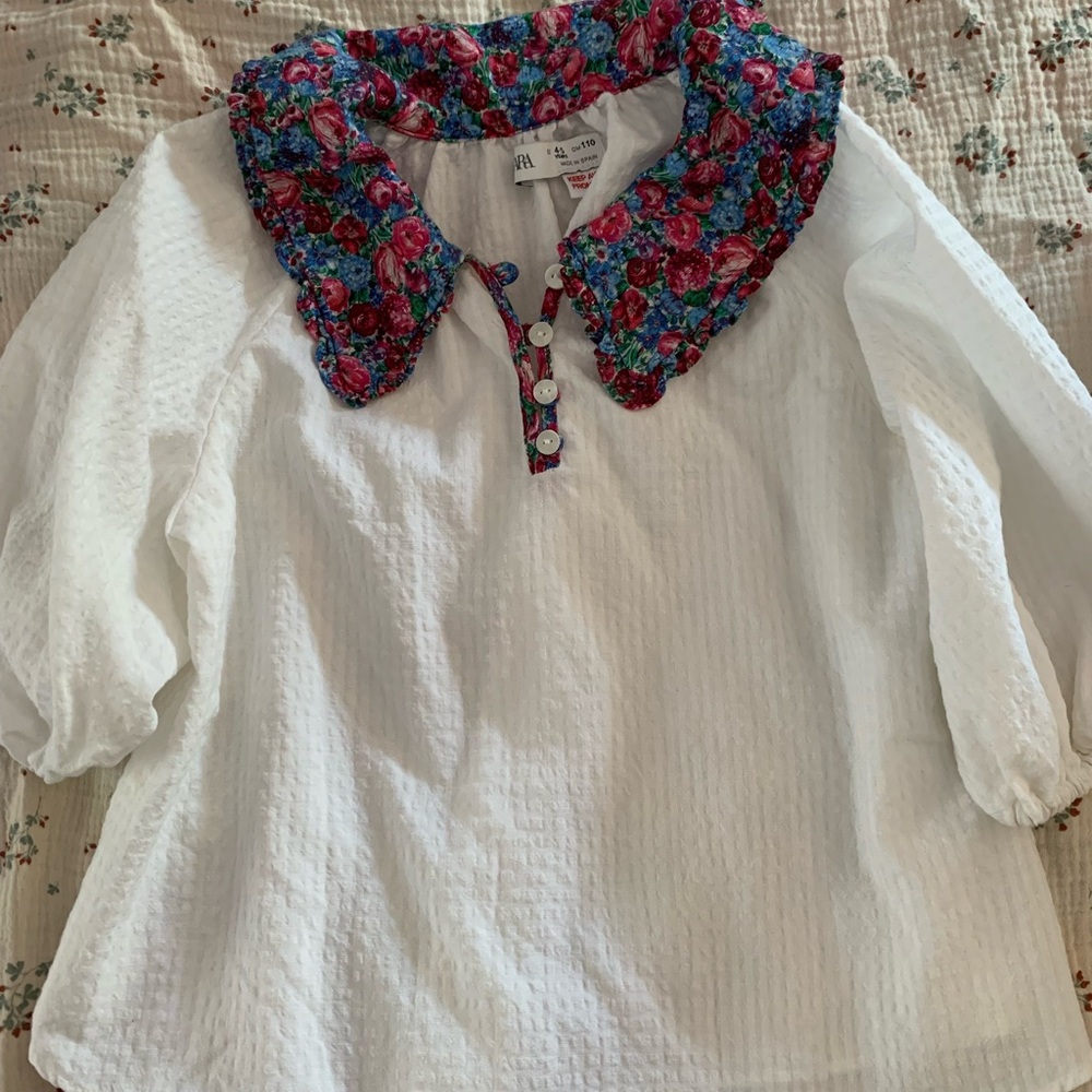 Zara Girls Floral Collar Dress/top